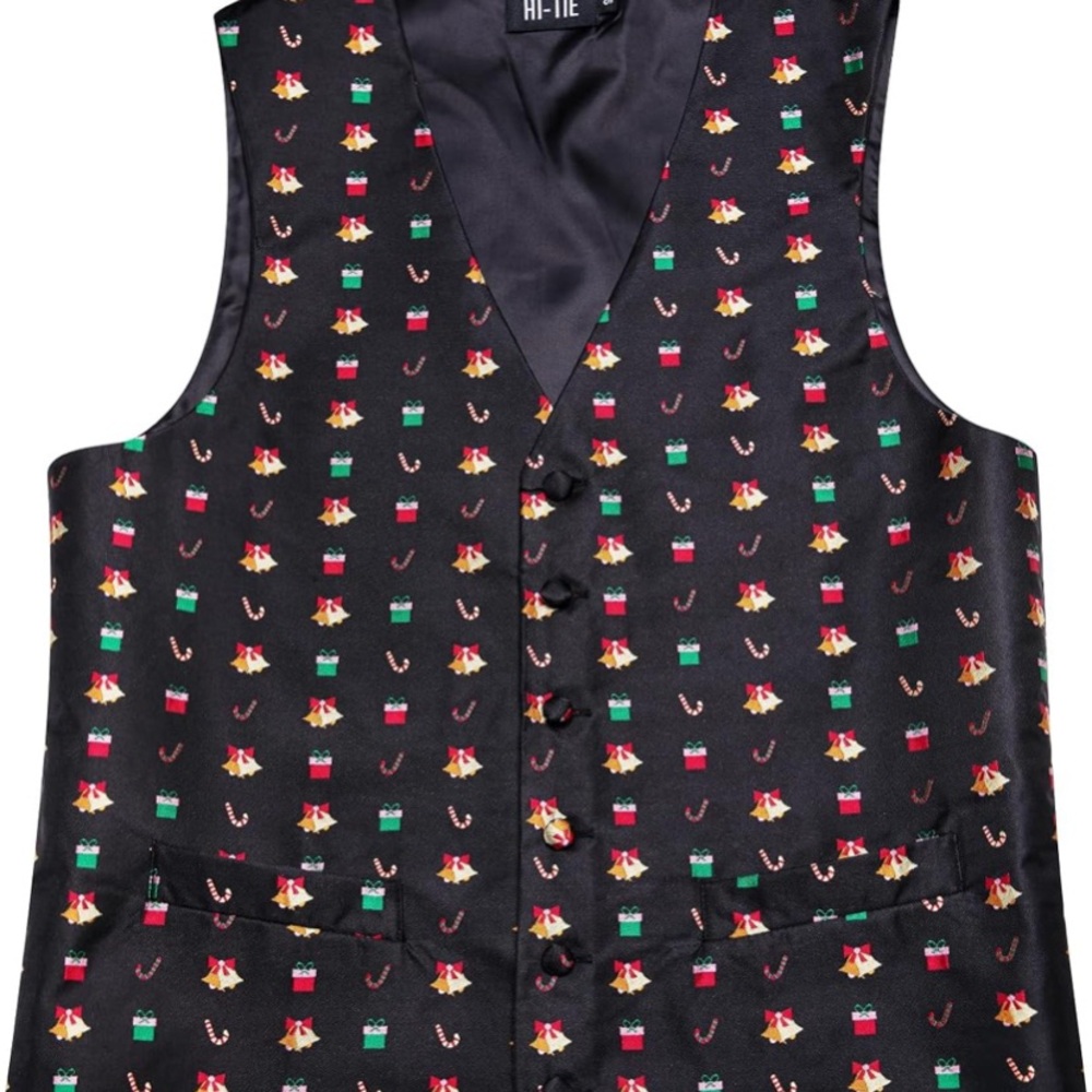 Black Patterned Men's Vest